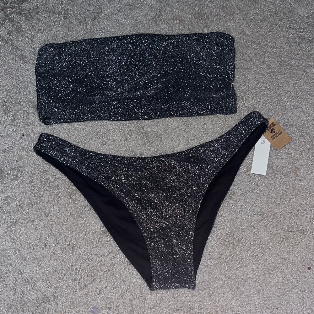 Victoria’s Secret PINK Sparkly Black Bikini Set Bandeau